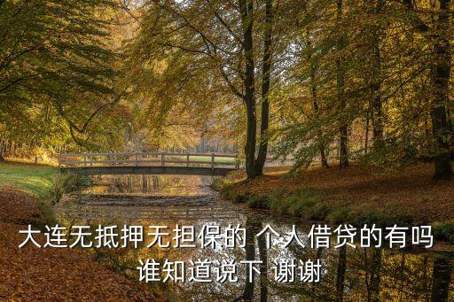 大連無(wú)抵押無(wú)擔(dān)保的 個(gè)人借貸的有嗎 誰(shuí)知道說(shuō)下 謝謝