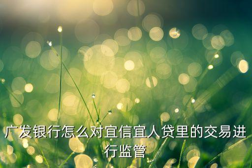 廣發(fā)銀行怎么對宜信宜人貸里的交易進(jìn)行監(jiān)管