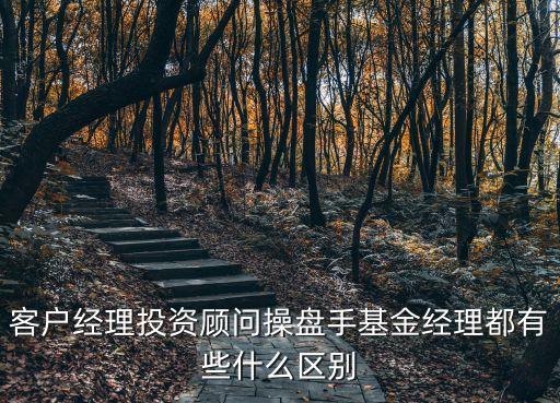 客戶經(jīng)理投資顧問操盤手基金經(jīng)理都有些什么區(qū)別