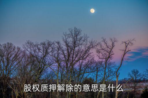 什么是解除股權(quán)質(zhì)押，股票解除股份質(zhì)押是什么意思