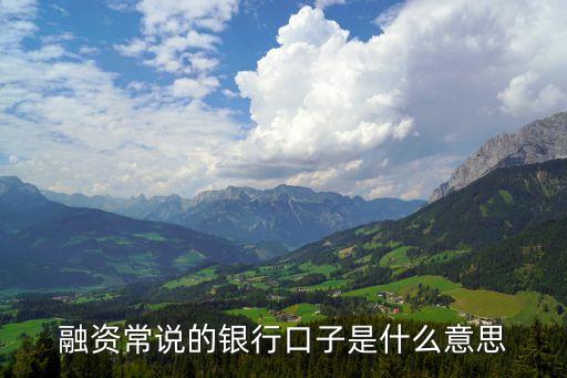 銀行好口子是什么意思，銀行資金找口子是什么意思