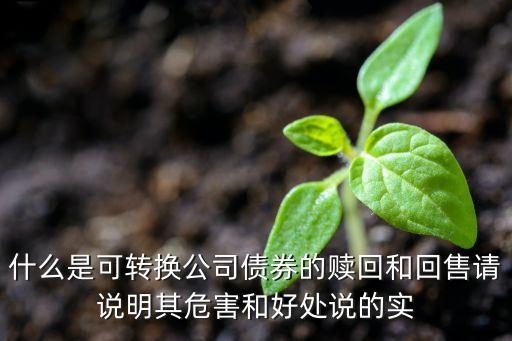 什么是可轉(zhuǎn)換公司債券的贖回和回售請(qǐng)說明其危害和好處說的實(shí)