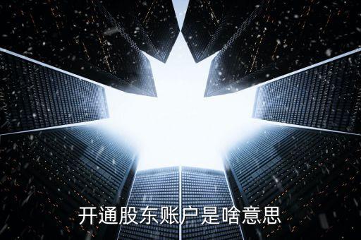 開通股東賬戶是啥意思