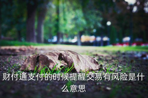 財(cái)付通支付的時(shí)候提醒交易有風(fēng)險(xiǎn)是什么意思
