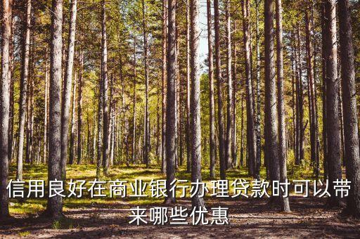 信用良好在商業(yè)銀行辦理貸款時可以帶來哪些優(yōu)惠