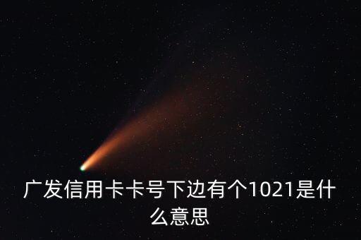 廣發(fā)信用卡卡號(hào)下邊有個(gè)1021是什么意思