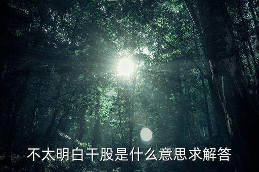 不太明白干股是什么意思求解答