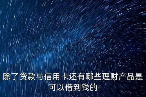 除了貸款與信用卡還有哪些理財(cái)產(chǎn)品是可以借到錢的