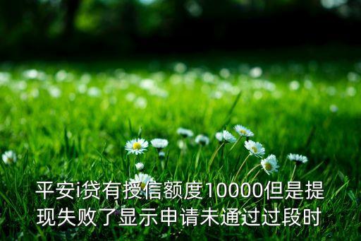 平安i貸有授信額度10000但是提現(xiàn)失敗了顯示申請未通過過段時