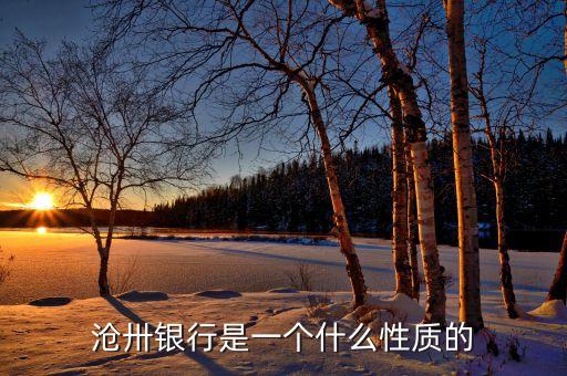 滄州銀行屬于什么行別，滄卅銀行是一個什么性質(zhì)的
