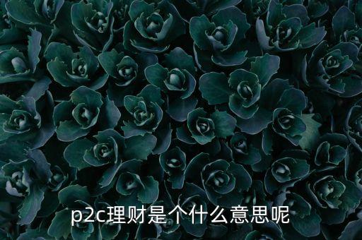 p2c理財(cái)是個(gè)什么意思呢