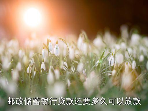 郵政儲蓄銀行貸款還要多久可以放款