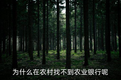 為什么在農(nóng)村找不到農(nóng)業(yè)銀行呢