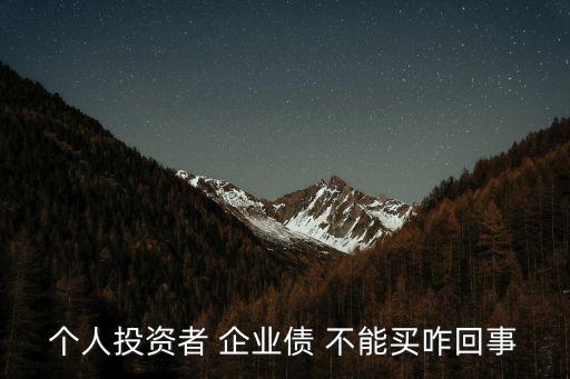 個(gè)人投資者 企業(yè)債 不能買咋回事