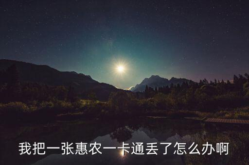 我把一張惠農(nóng)一卡通丟了怎么辦啊