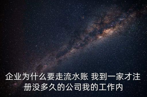 企業(yè)為什么要走流水賬 我到一家才注冊(cè)沒(méi)多久的公司我的工作內(nèi)
