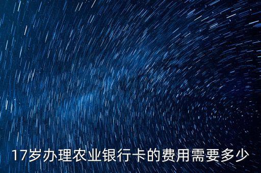 17歲辦理農(nóng)業(yè)銀行卡的費(fèi)用需要多少