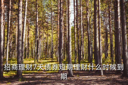 招商理財(cái)7天債券短期理財(cái)什么時(shí)候到期