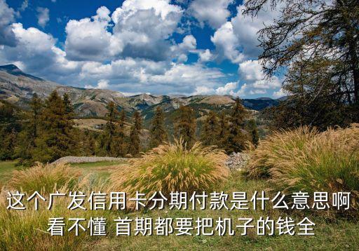 這個廣發(fā)信用卡分期付款是什么意思啊 看不懂 首期都要把機子的錢全