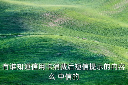 有誰知道信用卡消費(fèi)后短信提示的內(nèi)容么 中信的