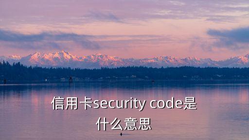 激活信用卡安全碼是什么意思啊，信用卡security code是什么意思