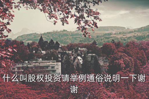什么叫股權(quán)投資請(qǐng)舉例通俗說明一下謝謝