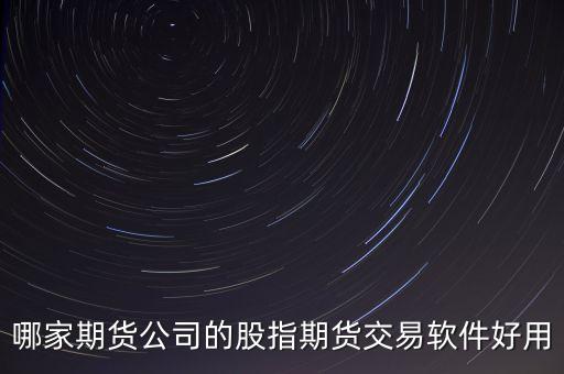 哪家期貨公司的股指期貨交易軟件好用