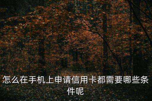 微信申請信用卡條件是什么原因，怎么在手機(jī)上申請信用卡都需要哪些條件呢