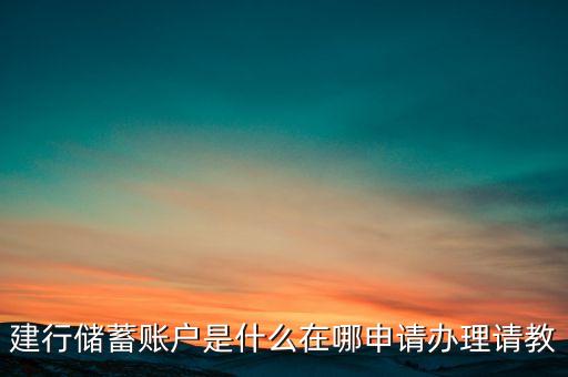建行儲蓄賬戶是什么在哪申請辦理請教