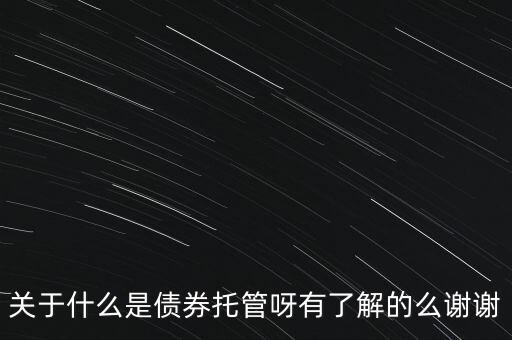 關(guān)于什么是債券托管呀有了解的么謝謝