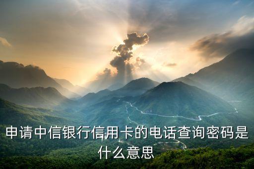 申請(qǐng)中信銀行信用卡的電話(huà)查詢(xún)密碼是什么意思