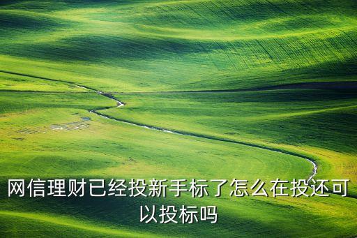 網信理財買什么標，網信理財已經投新手標了怎么在投還可以投標嗎