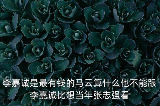 李嘉誠是最有錢的馬云算什么他不能跟李嘉誠比想當(dāng)年張志強(qiáng)看