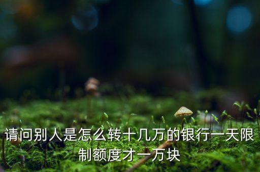 請問別人是怎么轉(zhuǎn)十幾萬的銀行一天限制額度才一萬塊