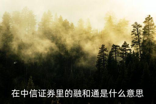 在中信證券里的融和通是什么意思