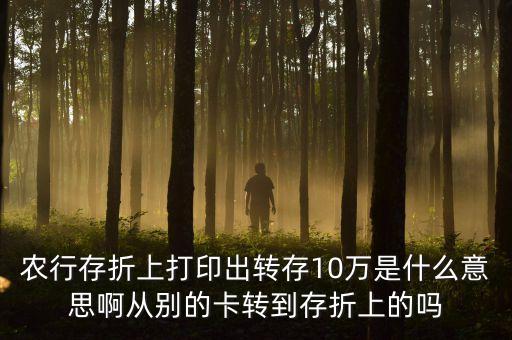 農(nóng)行存折上打印出轉(zhuǎn)存10萬(wàn)是什么意思啊從別的卡轉(zhuǎn)到存折上的嗎