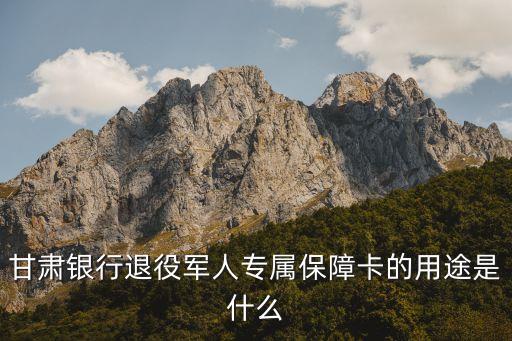 甘肅銀行退役軍人專屬保障卡的用途是什么