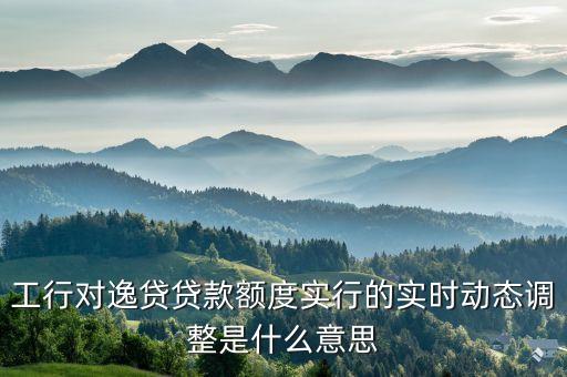 工行對(duì)逸貸貸款額度實(shí)行的實(shí)時(shí)動(dòng)態(tài)調(diào)整是什么意思
