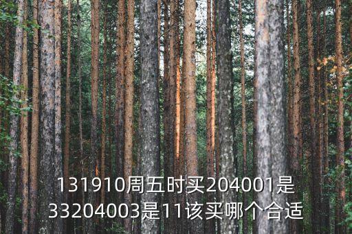 131910周五時買204001是33204003是11該買哪個合適