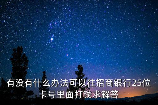 有沒有什么辦法可以往招商銀行25位卡號(hào)里面打錢求解答