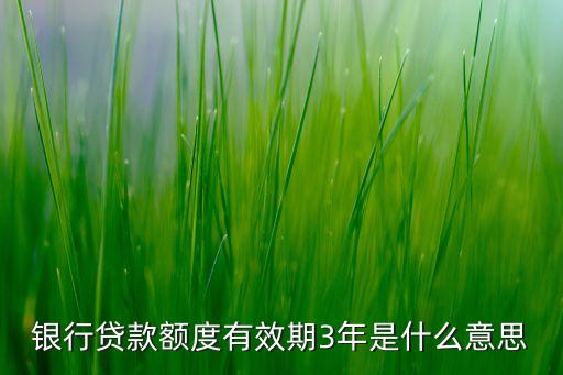 銀行貸款額度有效期3年是什么意思