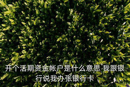 類活期資金什么意思，開個活期資金帳戶是什么意思 我跟銀行說我辦張銀行卡