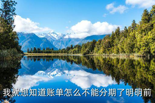 賬單為什么不能分期付款，為什么不能做賬單分期