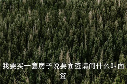 面簽簽的是什么意思，我要買(mǎi)一套房子說(shuō)要面簽請(qǐng)問(wèn)什么叫面簽
