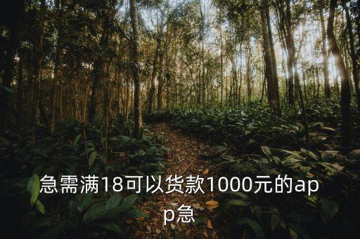 急需滿18可以貨款1000元的app急