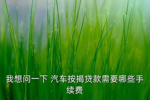 我想問一下 汽車按揭貸款需要哪些手續(xù)費