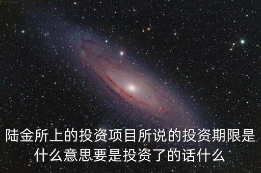 陸金所上的投資項目所說的投資期限是什么意思要是投資了的話什么