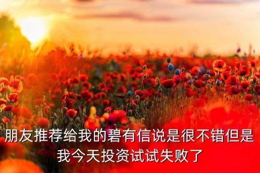 朋友推薦給我的碧有信說是很不錯但是我今天投資試試失敗了