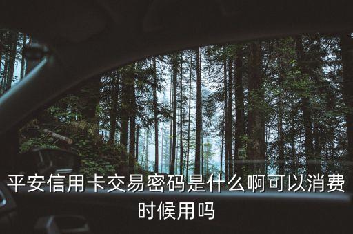平安信用卡交易密碼是什么啊可以消費時候用嗎