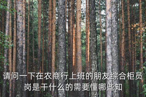 請問一下在農(nóng)商行上班的朋友綜合柜員崗是干什么的需要懂哪些知